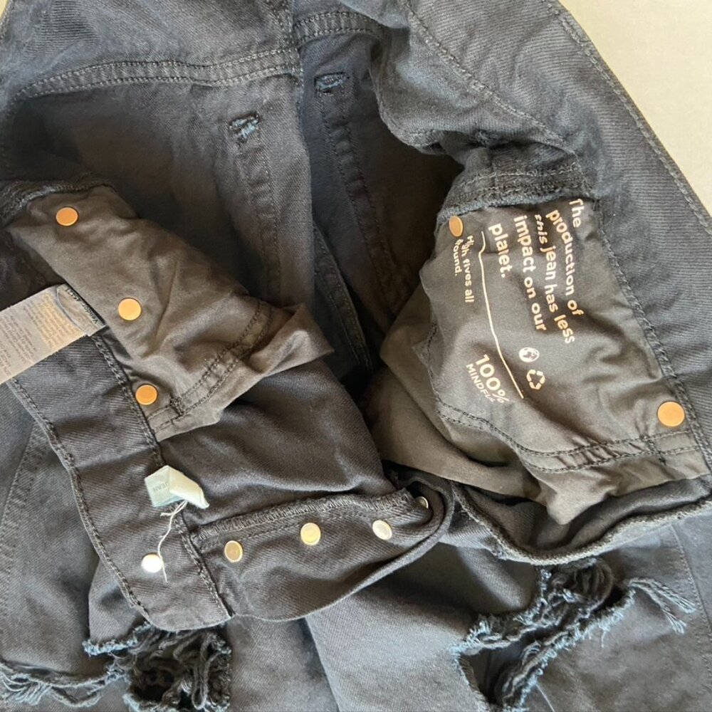 Pac Sun High Rise Button Fly Black Distressed Jeans Sz 27 - Picture 5 of 11